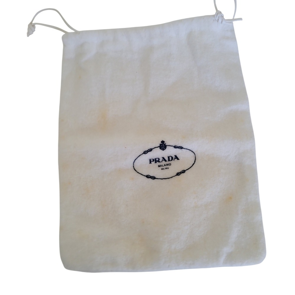 Prada Small White Cotton Drawstring Dust Bag Logo Pouch 7x6